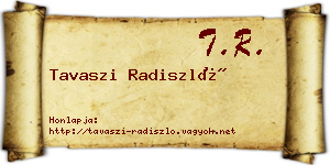 Tavaszi Radiszló névjegykártya